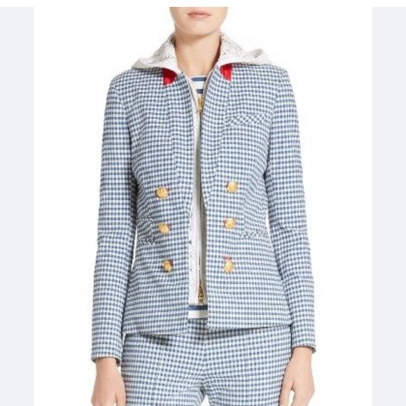 VERONICA BEARD
Blue white Double breasted Gingham Jacket - Picture 1 of 14